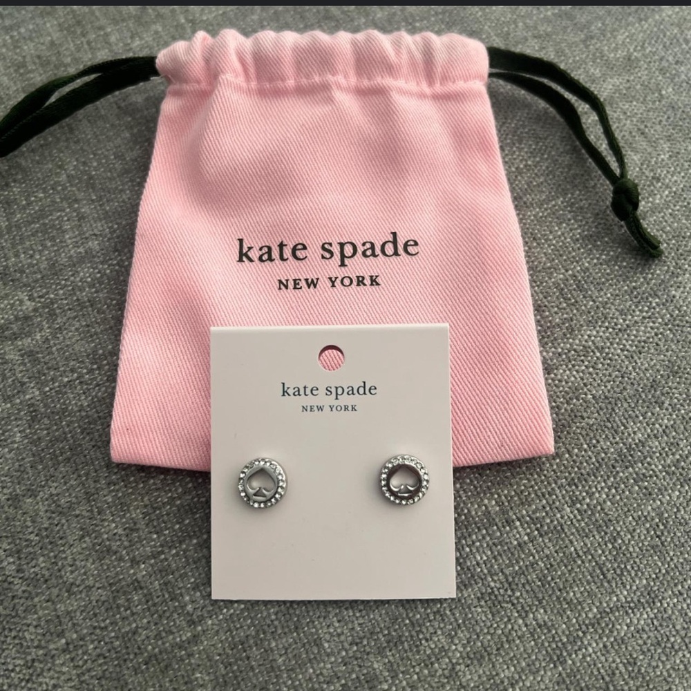 Kate Spade New York Pave Halo Spade Studs Silver Silver NO Dust bag - Picture 4 of 6